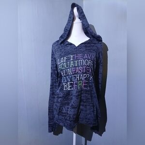 Next Level Apparel Black Hoodie with Colorful Text | Size L